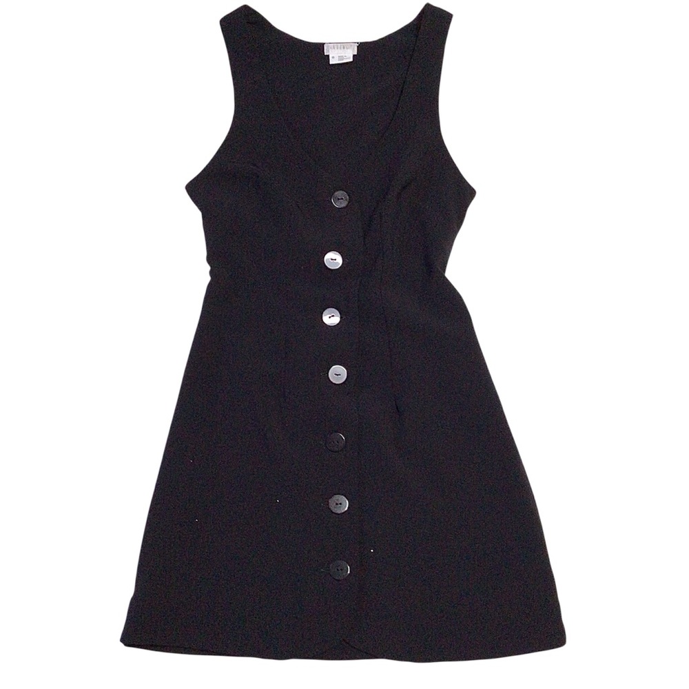 Cooperative Black Tuxedo Vest Mini Dress Button Front Sleeveless Lined Size 0